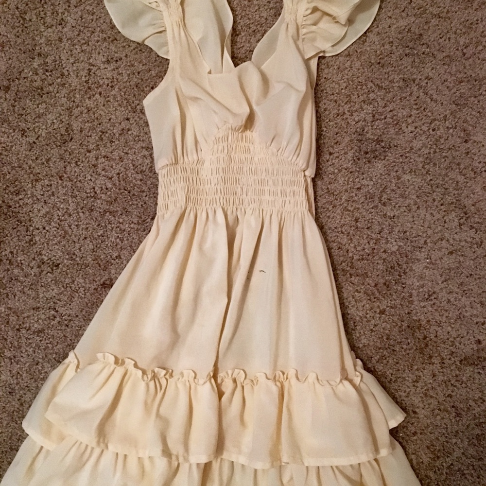 Anthropologie buttercream waisted dress